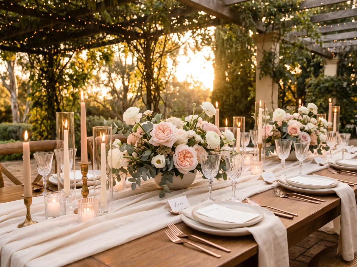 Golden hour wedding reception